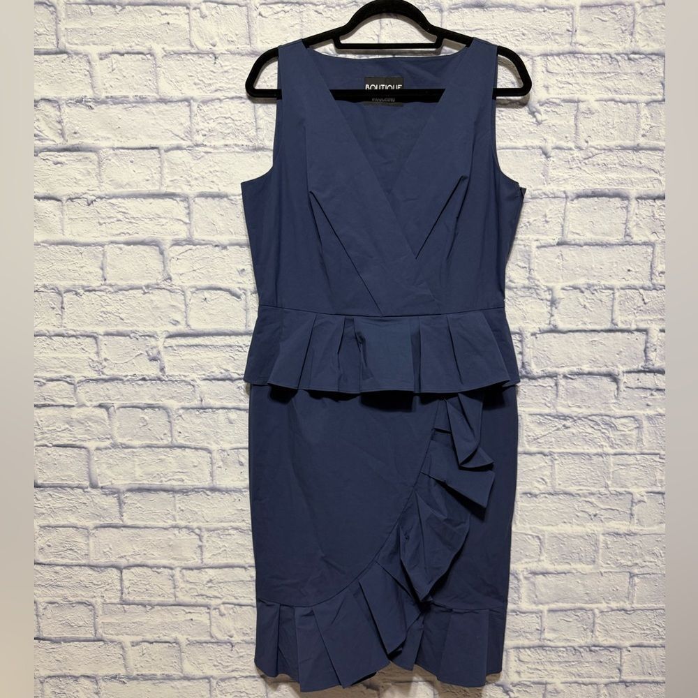 Boutique Moschino blue Ruffled Cotton Sleeveless Peplum Dress 12